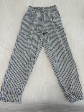 American Eagle Outfitters Blue and White Striped Drawstring Joggers